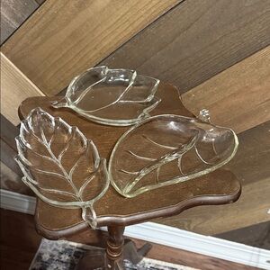 Hazel Atlas Leaf 🍁 Set of 3 🍁 candy dishes. Free Shipping!
